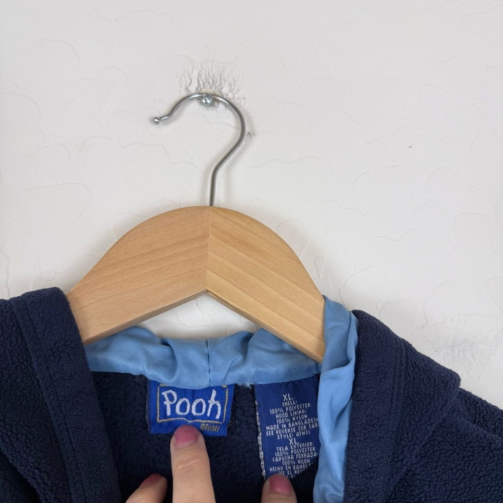 Vintage 90’s Disney Winnie the Pooh 1/4 Zip Navy Blue Stitched Fleece Sweatshirt - Picture 5 of 6